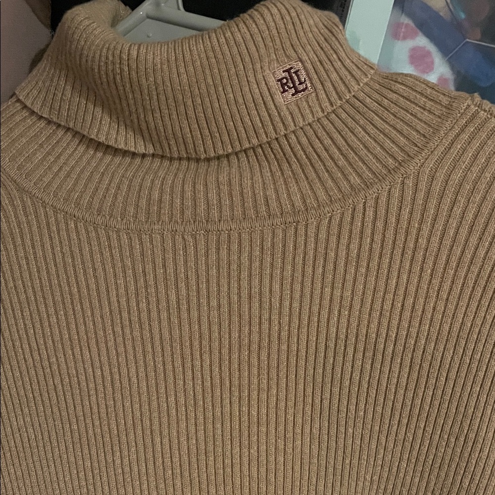 Vintage Ralph Lauren Camel Ribbed Turtleneck